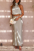 Women's Halter Neck Wedding Guest Dress | Maxi
