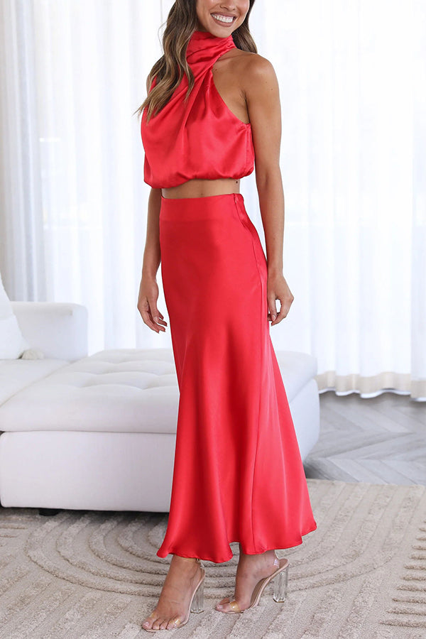 Women's Halter Neck Wedding Guest Dress | Maxi