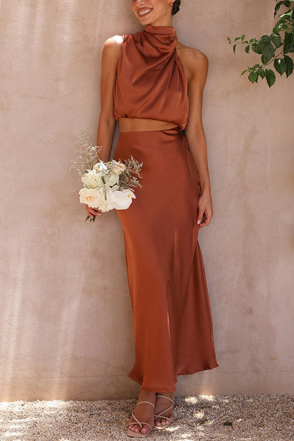 Women's Halter Neck Wedding Guest Dress | Maxi