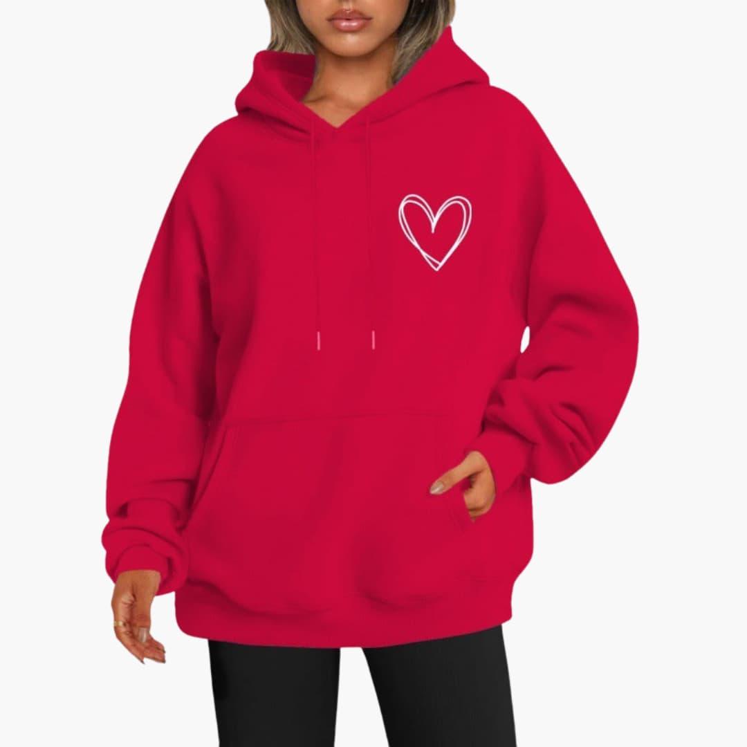 Women's Hooded Hoodie | Heart Print