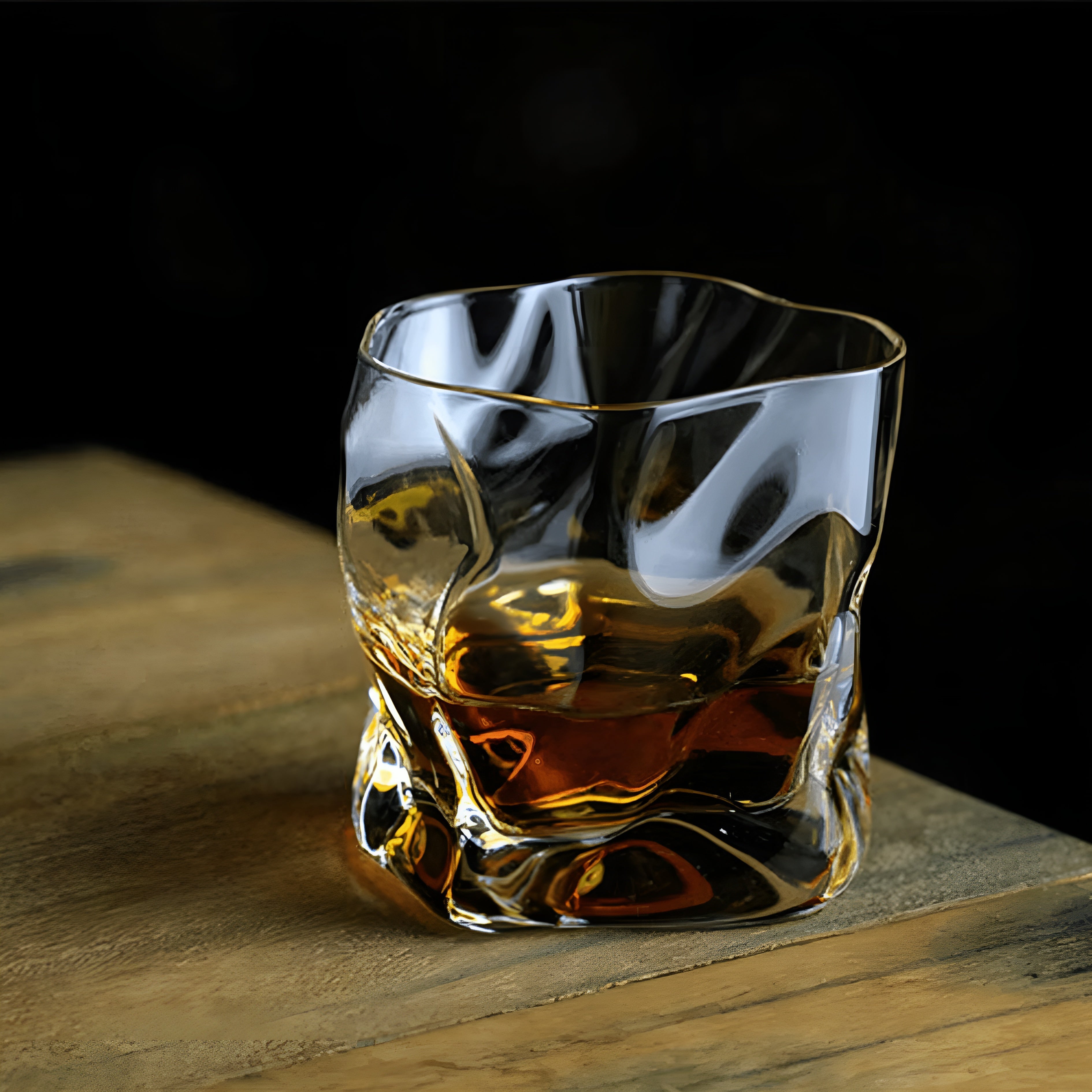 Handcrafted Whiskey Glass in Edo Kiriko Style – Distinctive Crumple Design