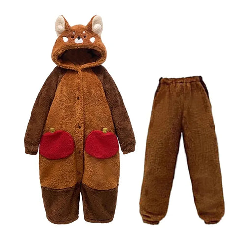Cozy Red Panda Cartoon Pajama Set for Maximum Comfort and Sleep