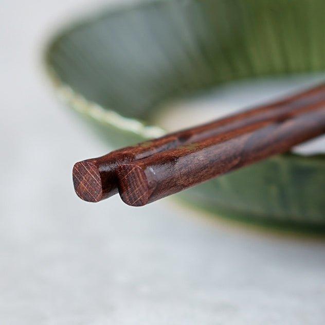 Elegant Wooden Chopstick Set with Golden Cherry Blossom Design