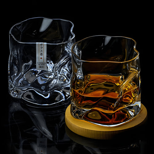 Handcrafted Whiskey Glass in Edo Kiriko Style – Distinctive Crumple Design