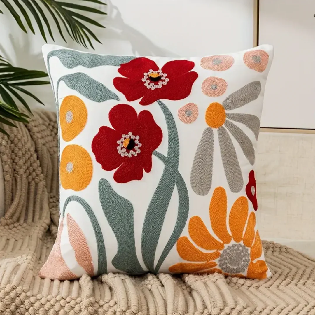 Flower Pattern Throw Pillow