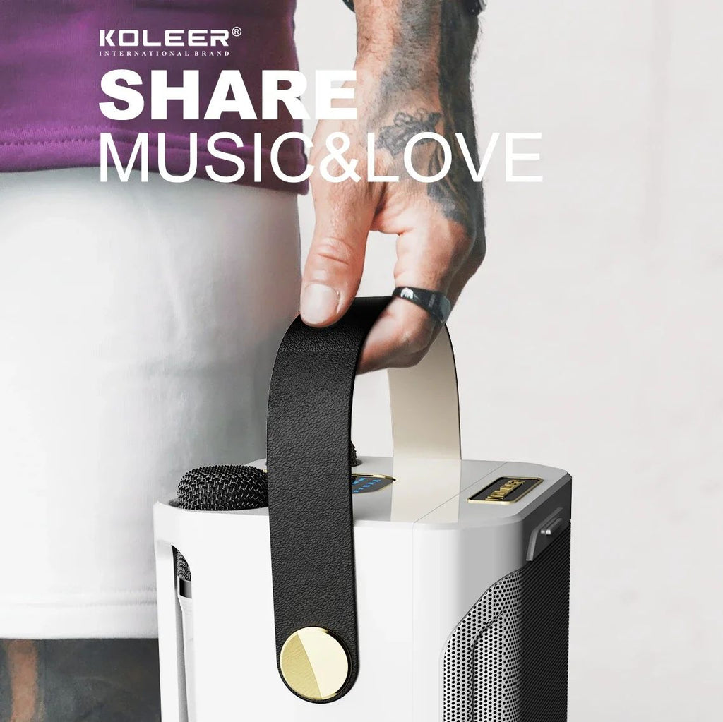 Premium Portable Karaoke Bluetooth Speaker – 360° Stereo Surround Wireless Subwoofer with Dual Microphones