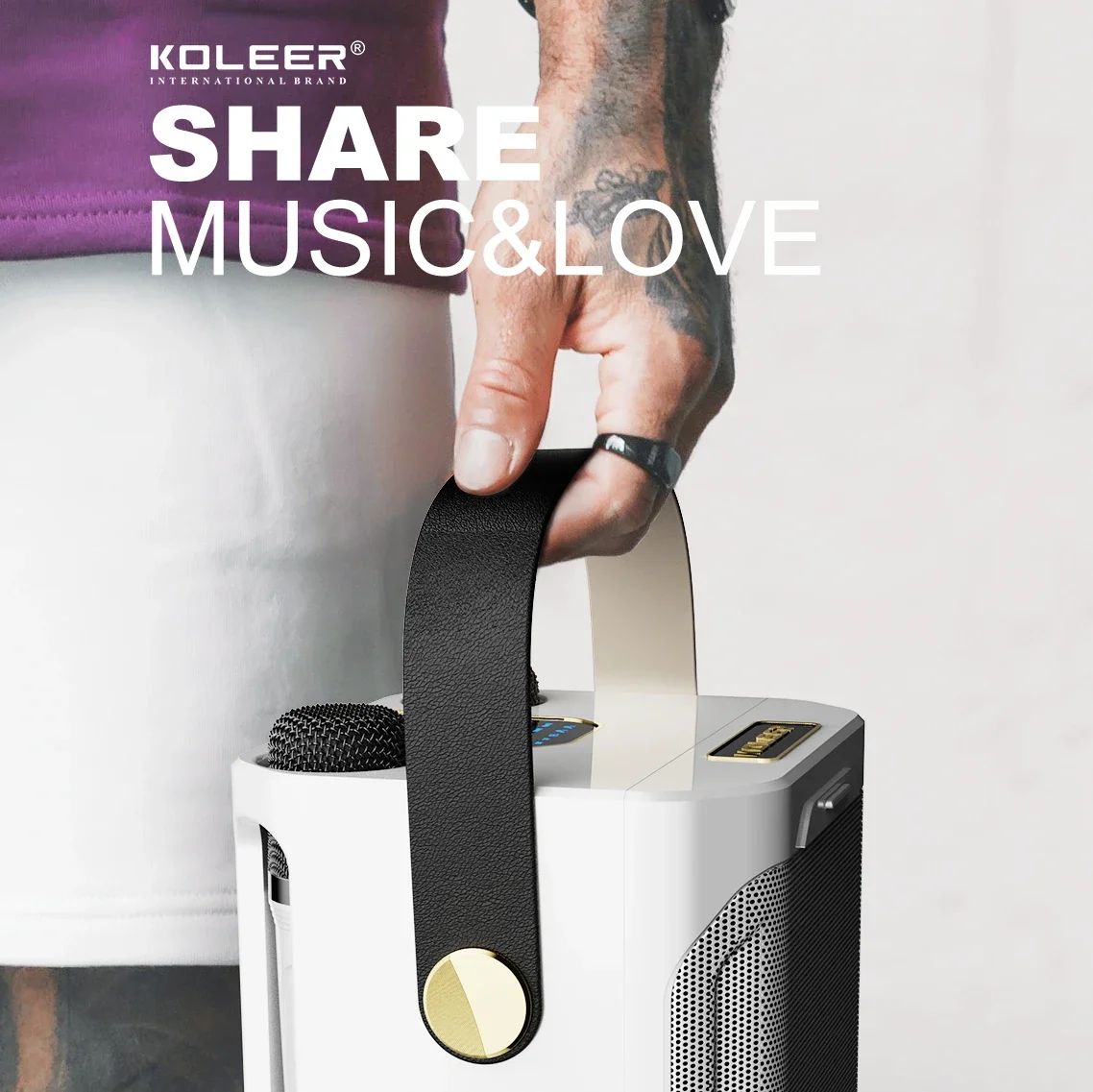 Premium Portable Karaoke Bluetooth Speaker – 360° Stereo Surround Wireless Subwoofer with Dual Microphones