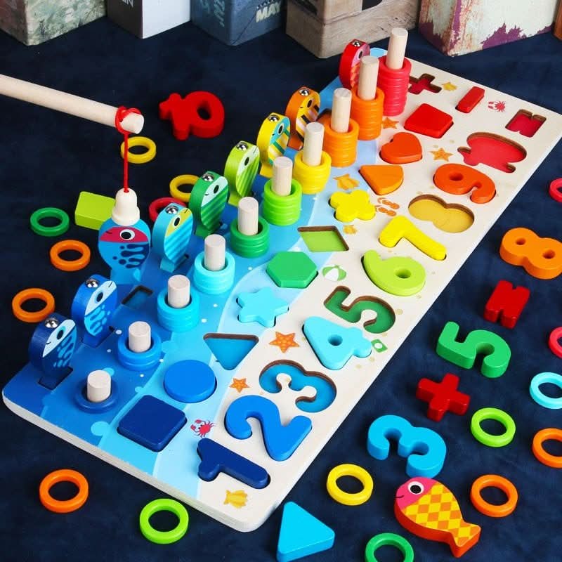 Wooden Educational Learning Board – Interactive Game for Exploring Numbers, Shapes, and Colors