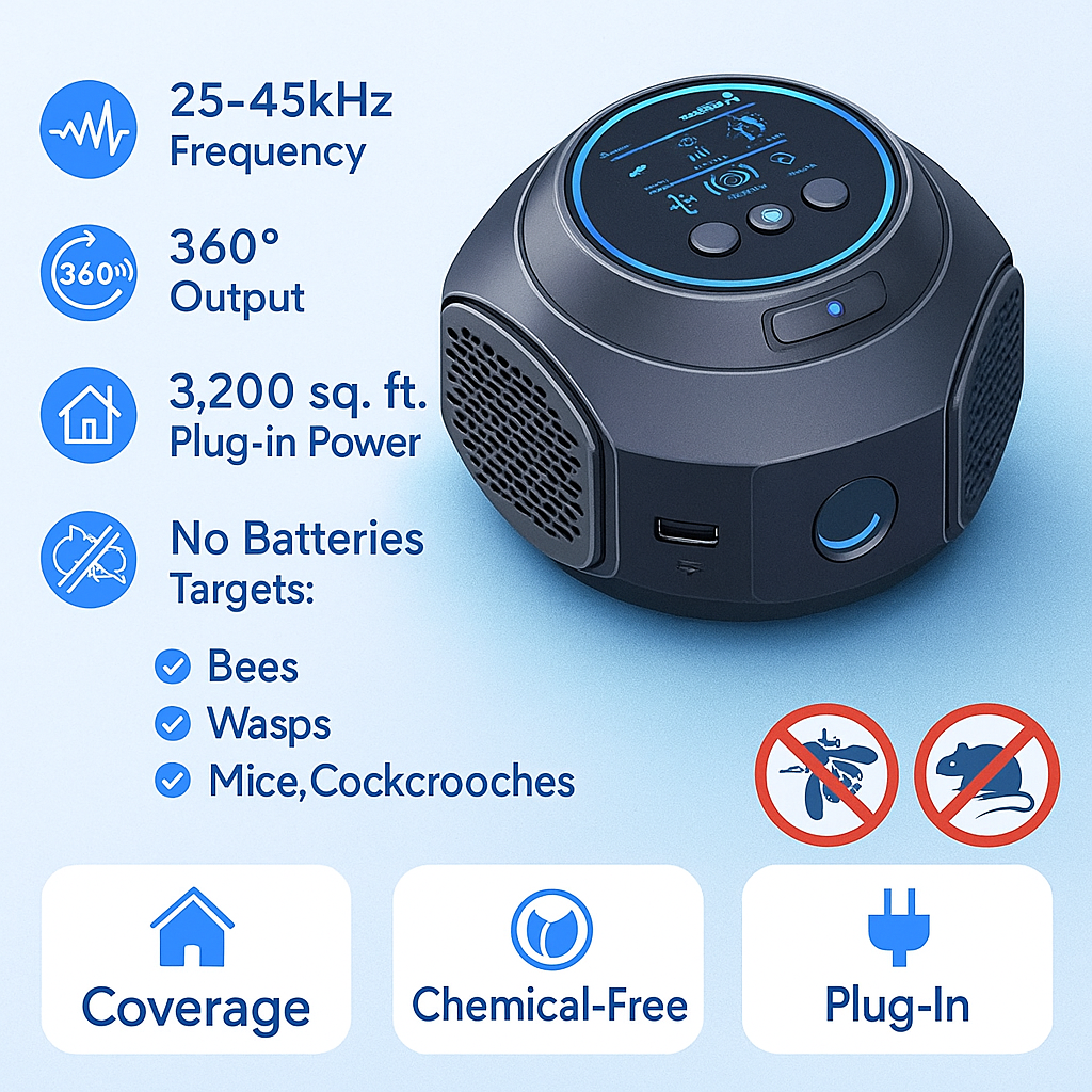360-Degree Ultrasonic Repellent for Bees and Wasps