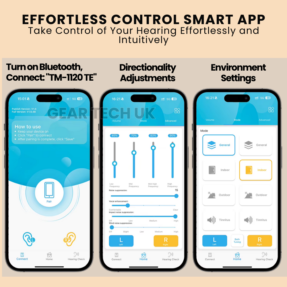 App-Controlled Bluetooth Hearing Aids - No Prescription Needed - UK