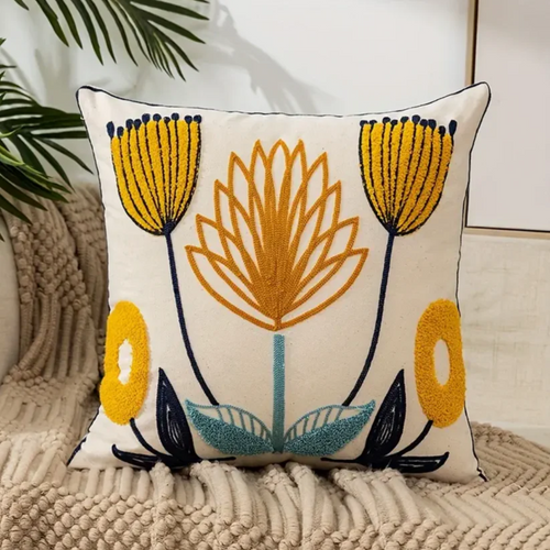 Flower Pattern Throw Pillow