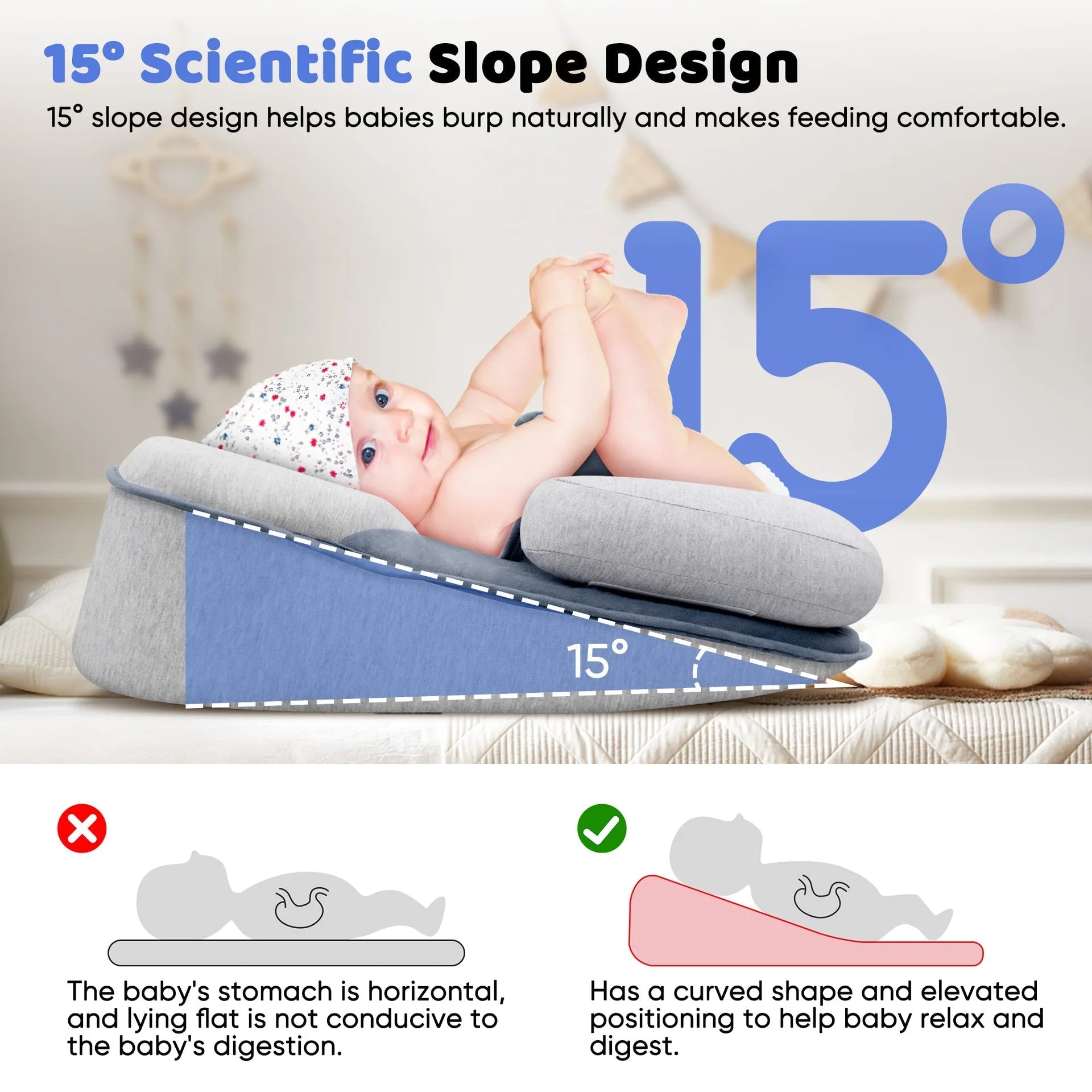 Premium Elevated Anti-Reflux Lounger for Newborns and Infants
