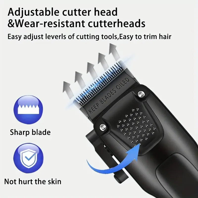 3-Piece Men's Hair and Beard Grooming Set, Wireless Trimmers with LED Display, USB Rechargeable