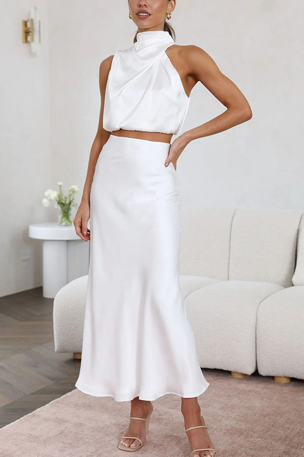 Women's Halter Neck Wedding Guest Dress | Maxi