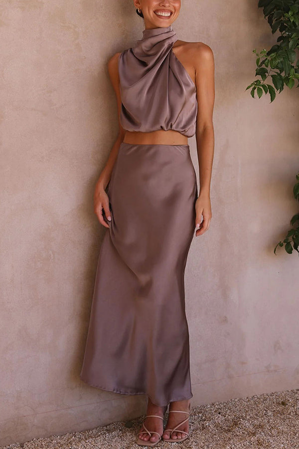 Women's Halter Neck Wedding Guest Dress | Maxi