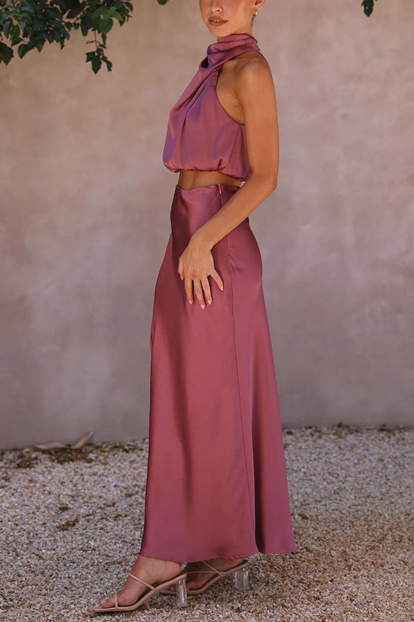 Women's Halter Neck Wedding Guest Dress | Maxi