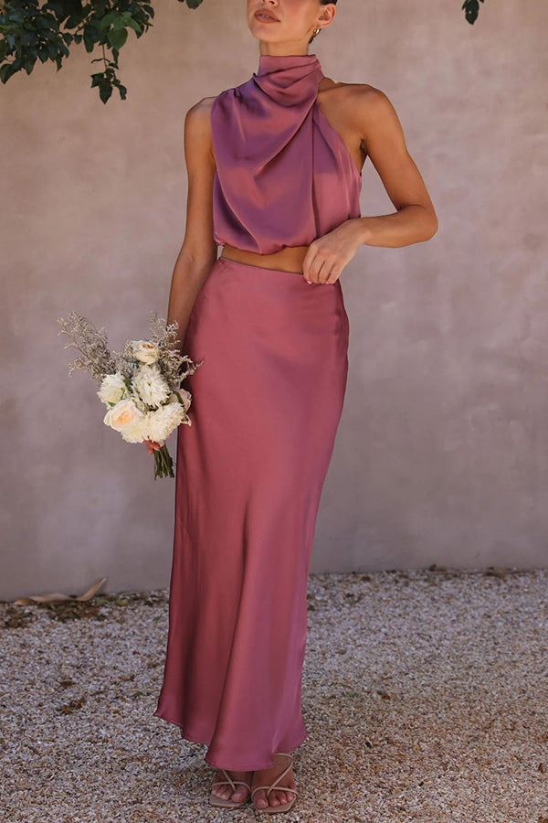 Women's Halter Neck Wedding Guest Dress | Maxi