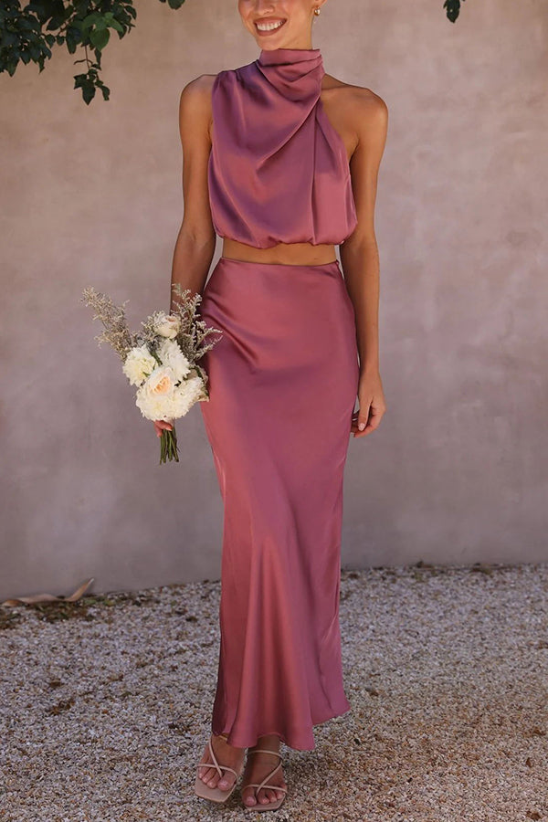 Women's Halter Neck Wedding Guest Dress | Maxi