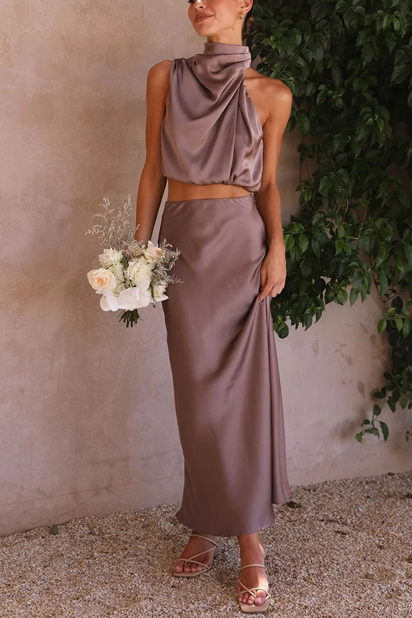 Women's Halter Neck Wedding Guest Dress | Maxi