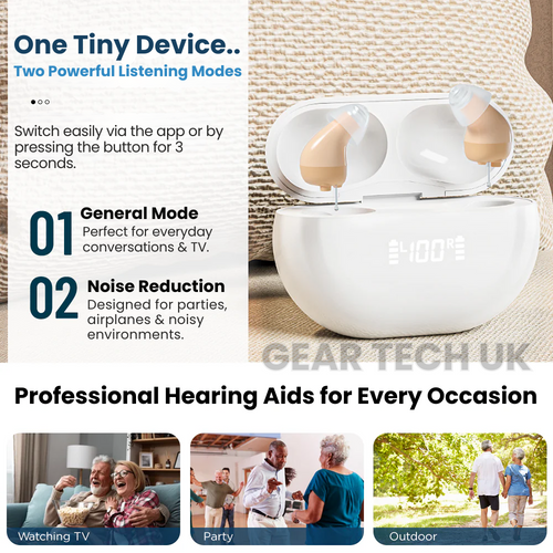 App-Controlled Bluetooth Hearing Aids - No Prescription Needed - UK
