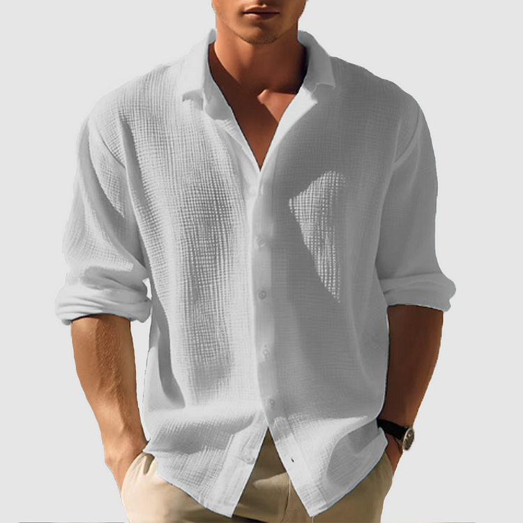 Men's Waffle Knit Long Sleeve Shirt | Casual