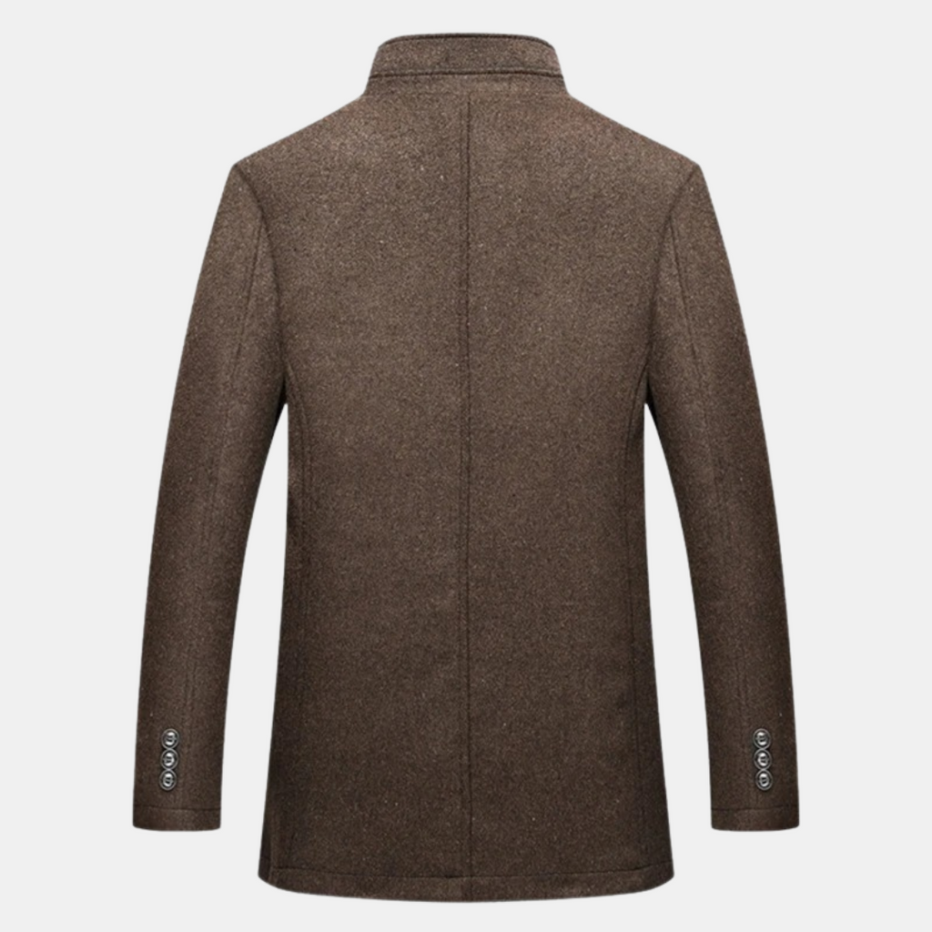 Men's Long Coat | Stand-Up Collar