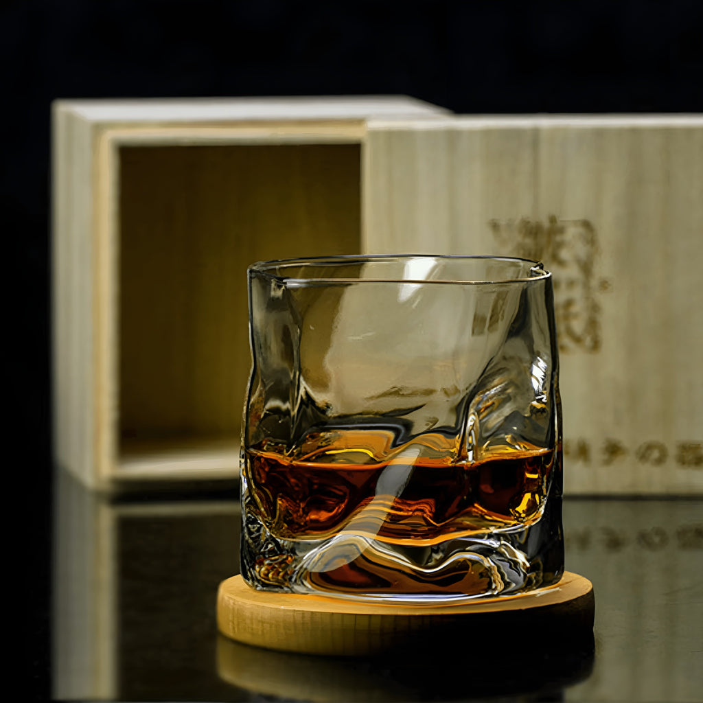 Handcrafted Whiskey Glass in Edo Kiriko Style – Distinctive Crumple Design