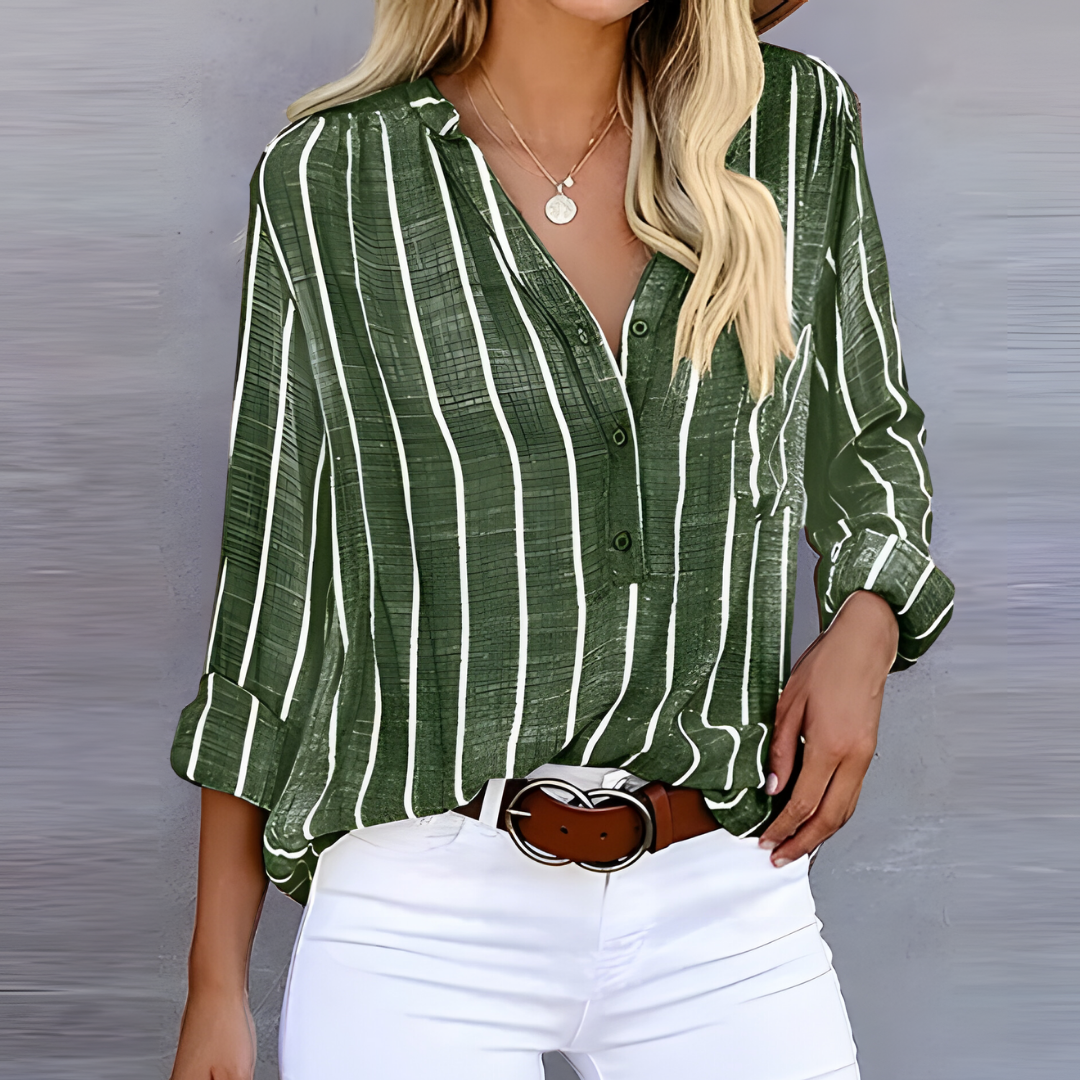 Ladies Elegant Striped Blouse | Long Sleeve