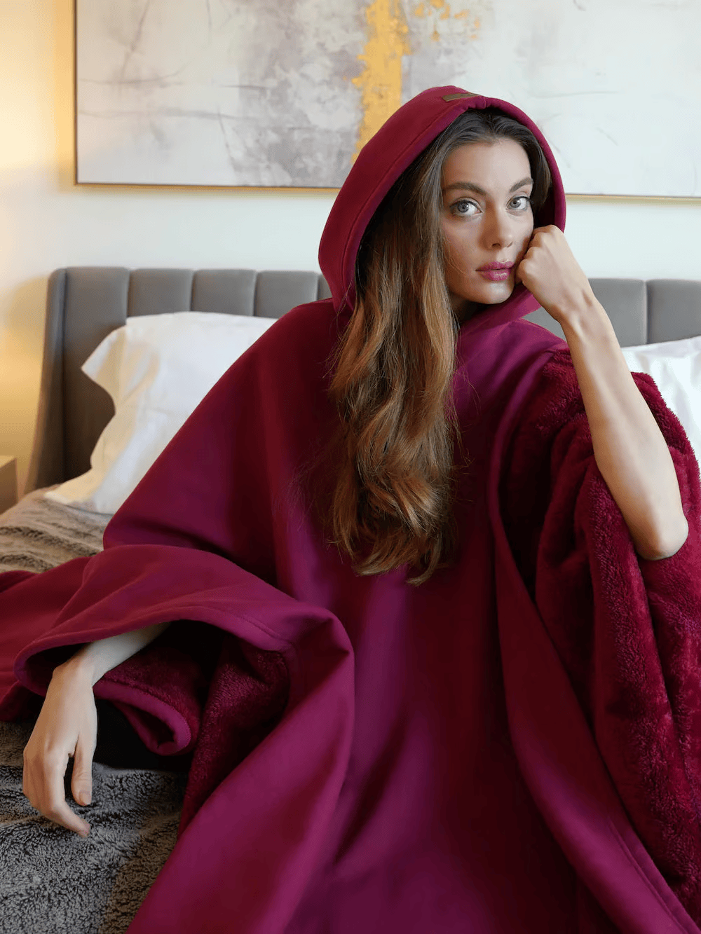 Oversized Soft Fabric Calming Hoodie Blanket