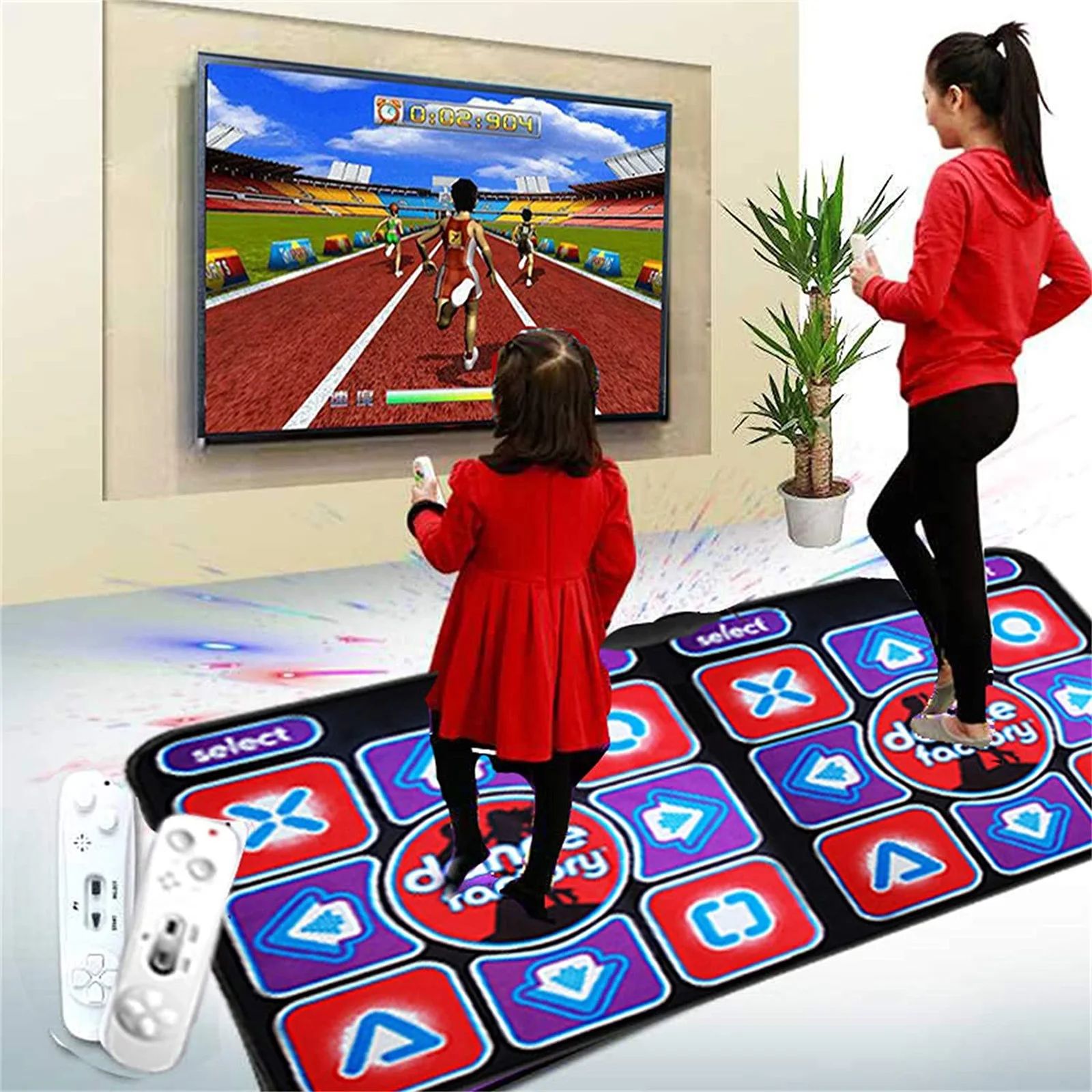 Dual Dance Mat with Remote - Non-Slip Music Game Mat for Family Fun, Compatible with PC and TV