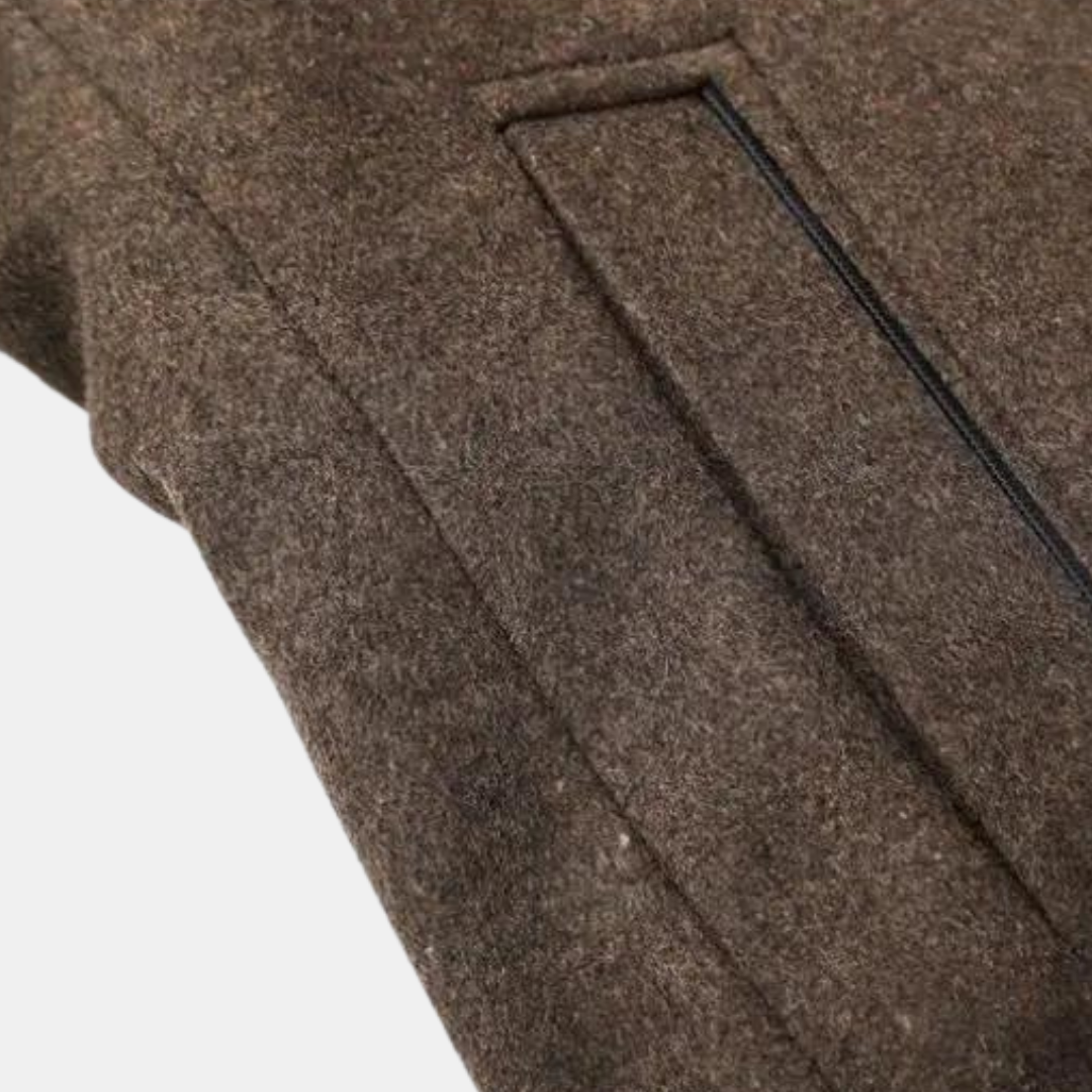 Men's Long Coat | Stand-Up Collar