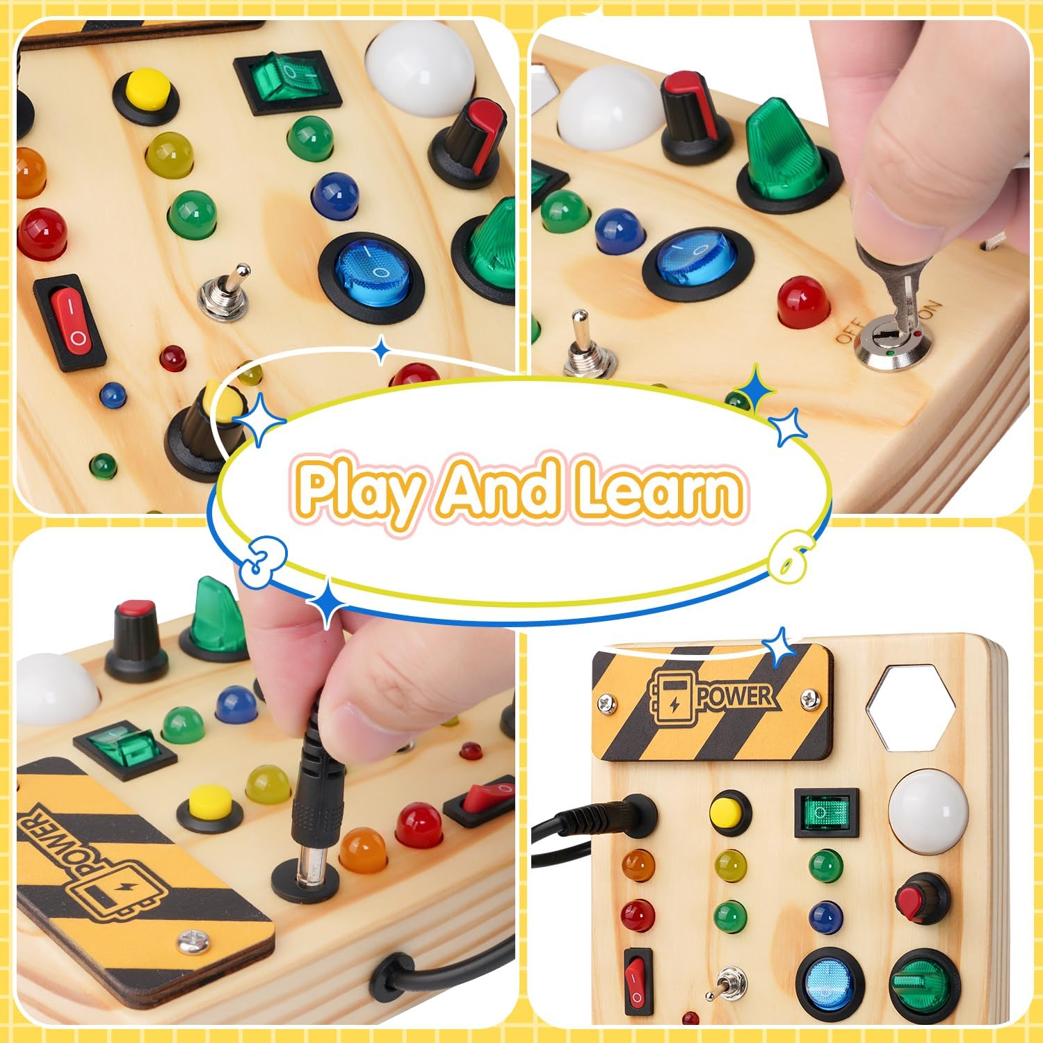 Educational Toddler Pinboard with 27 LED Lights - Interactive Toy for Ages 1-6