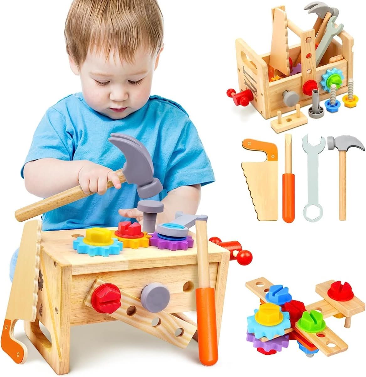 Wooden Toolbox for Kids – Engaging Play to Enhance Motor Skills from 6 Months