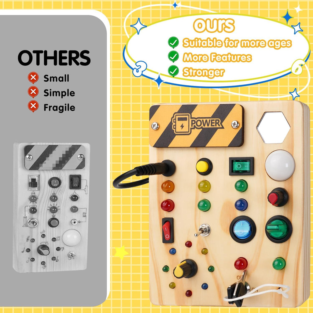 Educational Toddler Pinboard with 27 LED Lights - Interactive Toy for Ages 1-6