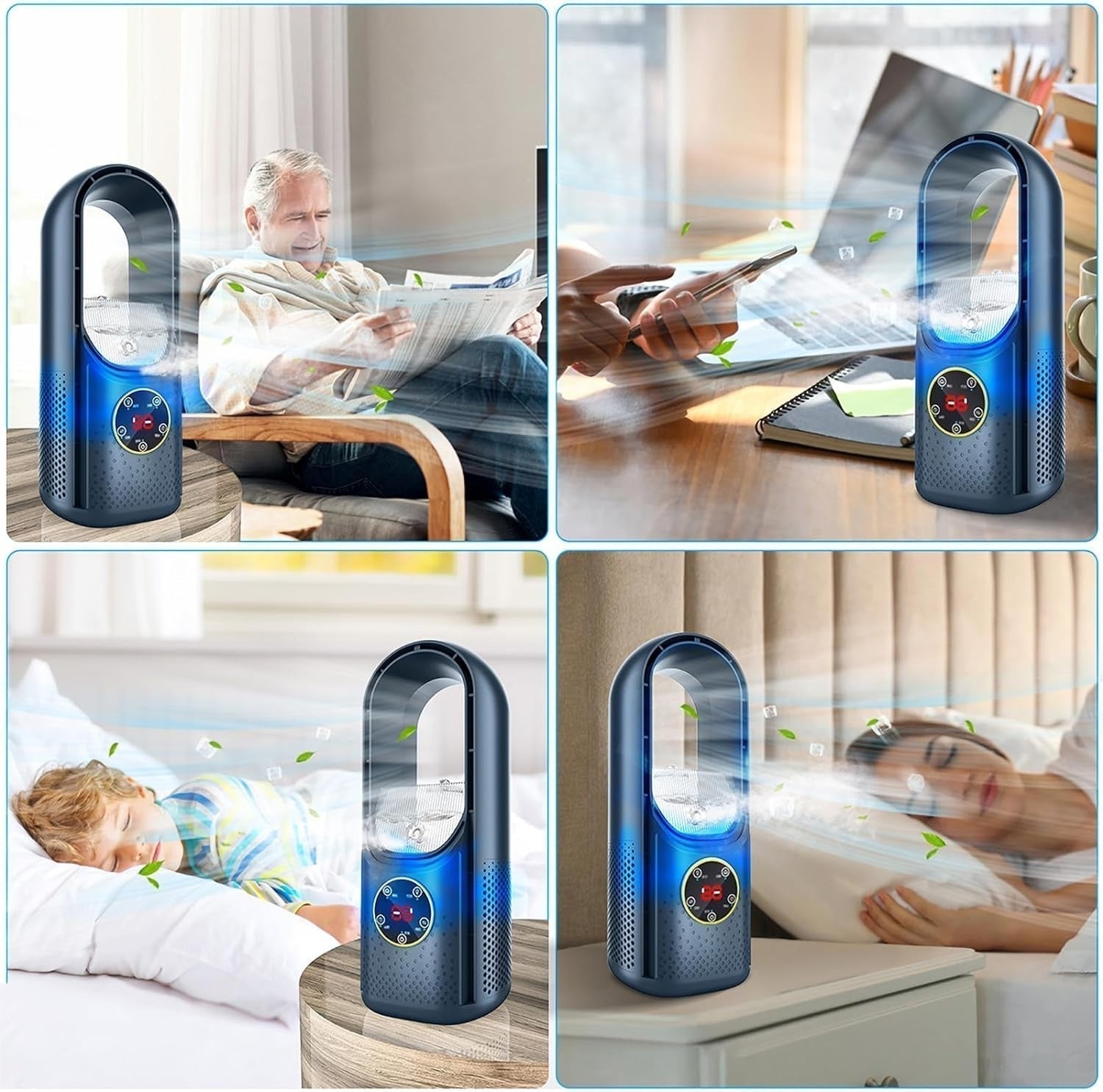 Quiet Bladeless Portable Air Conditioner: Ergonomic Design for Home and Office
