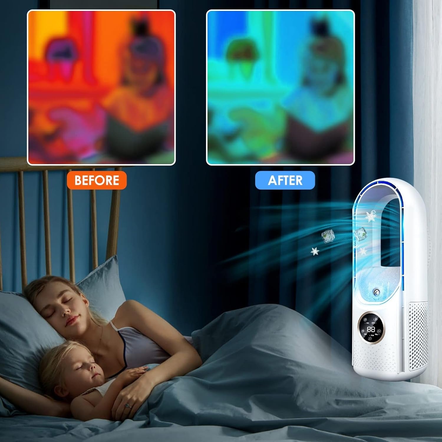 Quiet Bladeless Portable Air Conditioner: Ergonomic Design for Home and Office
