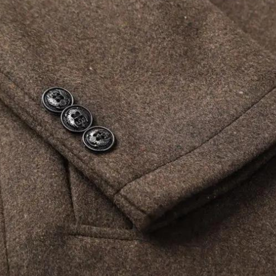 Men's Long Coat | Stand-Up Collar