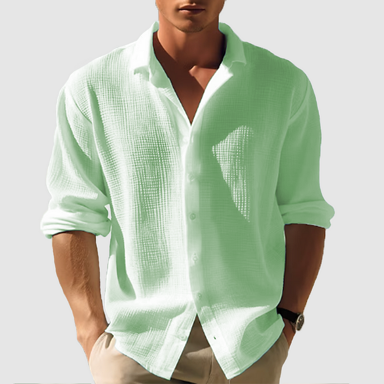 Men's Waffle Knit Long Sleeve Shirt | Casual