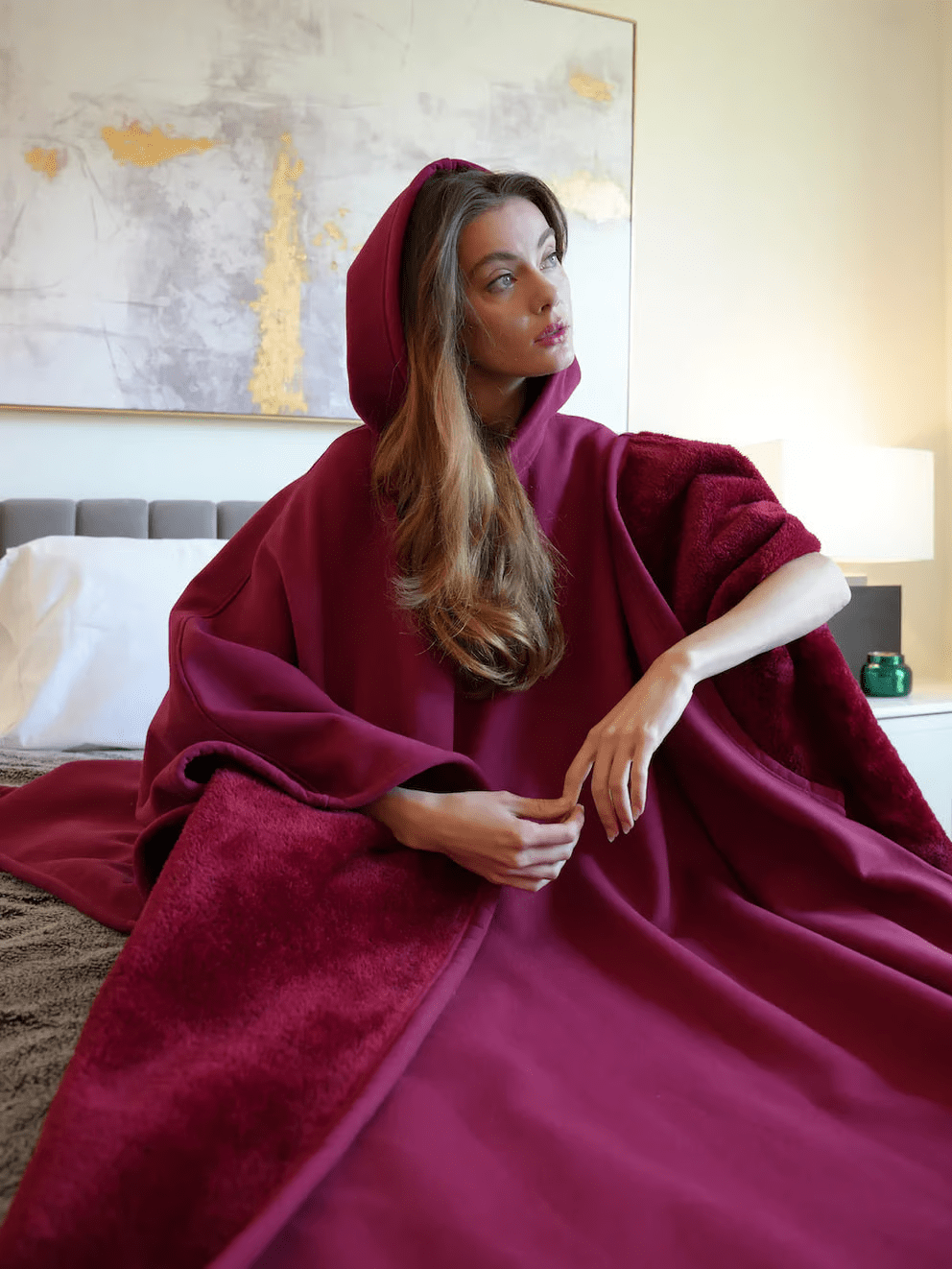 Oversized Soft Fabric Calming Hoodie Blanket