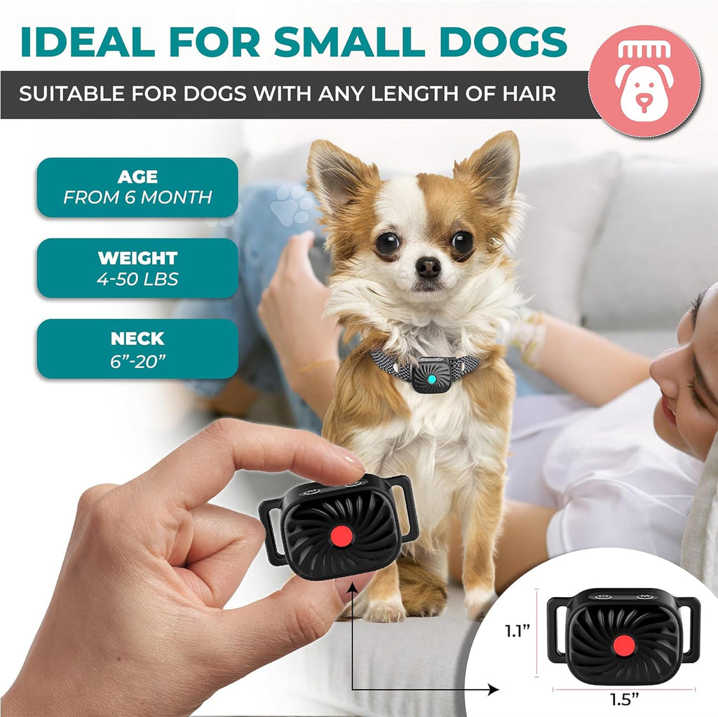 Small Dog Anti-Bark Collar | Sound & Vibration Features | IP67 Waterproof | Adjustable & Gentle Training Aid