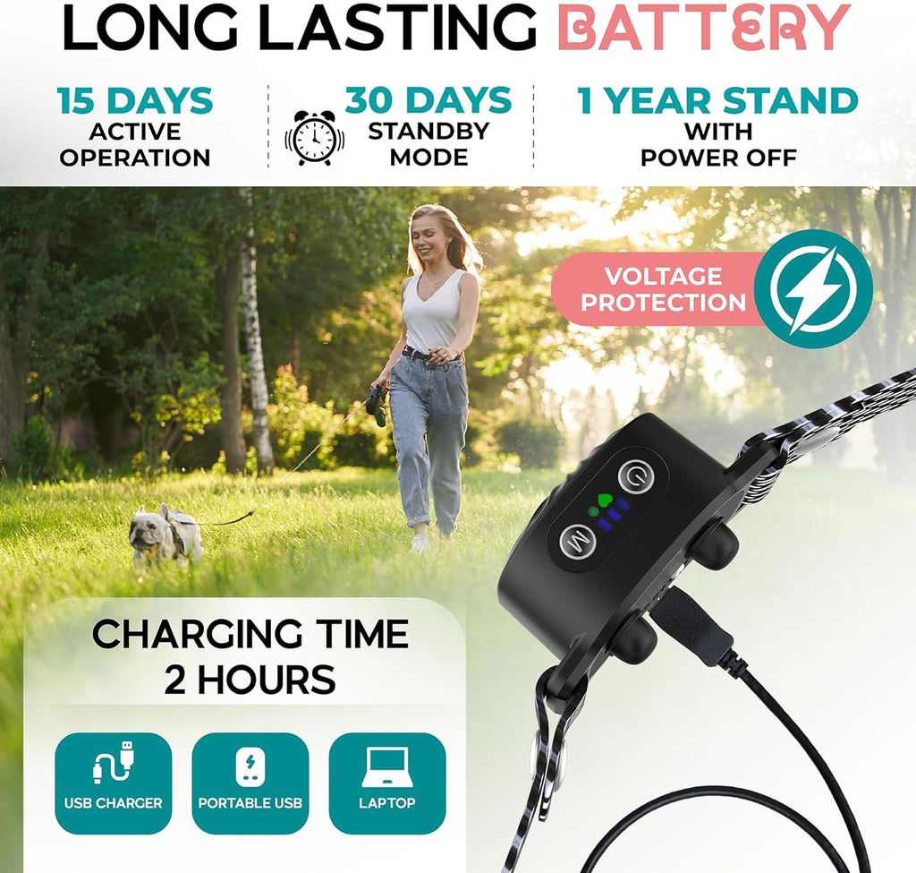 Small Dog Anti-Bark Collar | Sound & Vibration Features | IP67 Waterproof | Adjustable & Gentle Training Aid