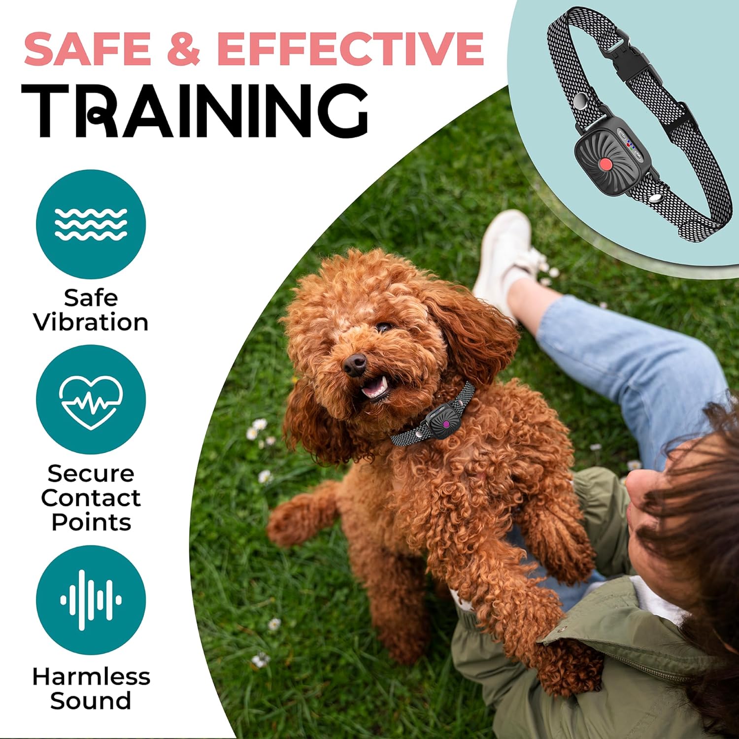 Small Dog Anti-Bark Collar | Sound & Vibration Features | IP67 Waterproof | Adjustable & Gentle Training Aid