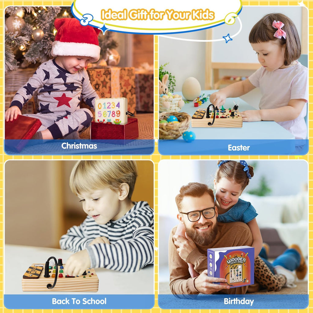Educational Toddler Pinboard with 27 LED Lights - Interactive Toy for Ages 1-6