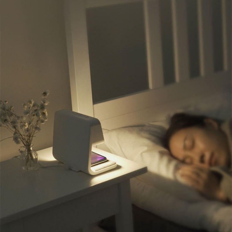3-in-1 Bedside Lamp with Wireless Charging – LCD Alarm Clock and Touch Dimmable LED Table Light