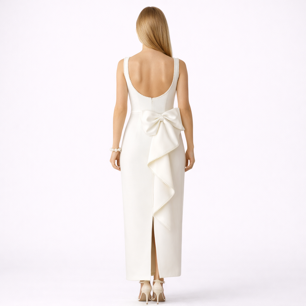 Ivory Maxi Dress with Bow