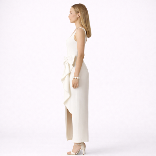 Ivory Maxi Dress with Bow