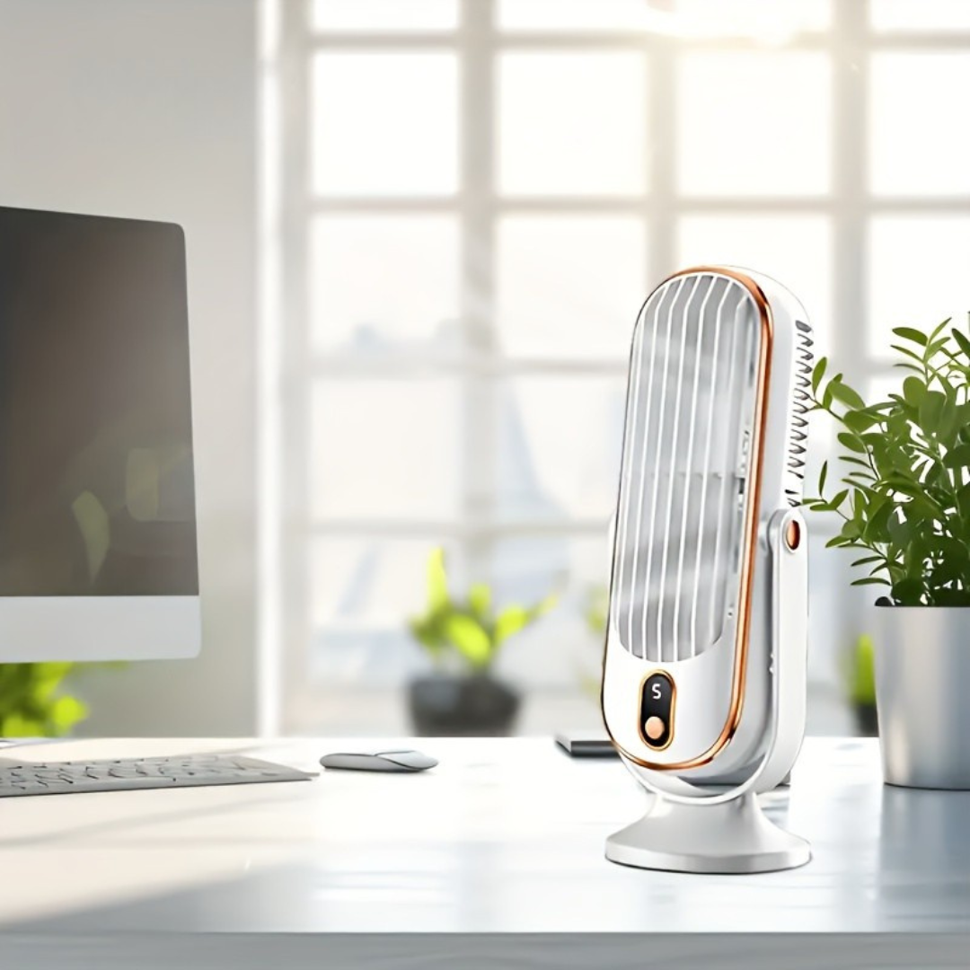 High-Performance Cooling Fan | Dual Motor, 720° Rotation, USB Rechargeable & Ultra Quiet for Maximum Comfort Anywhere