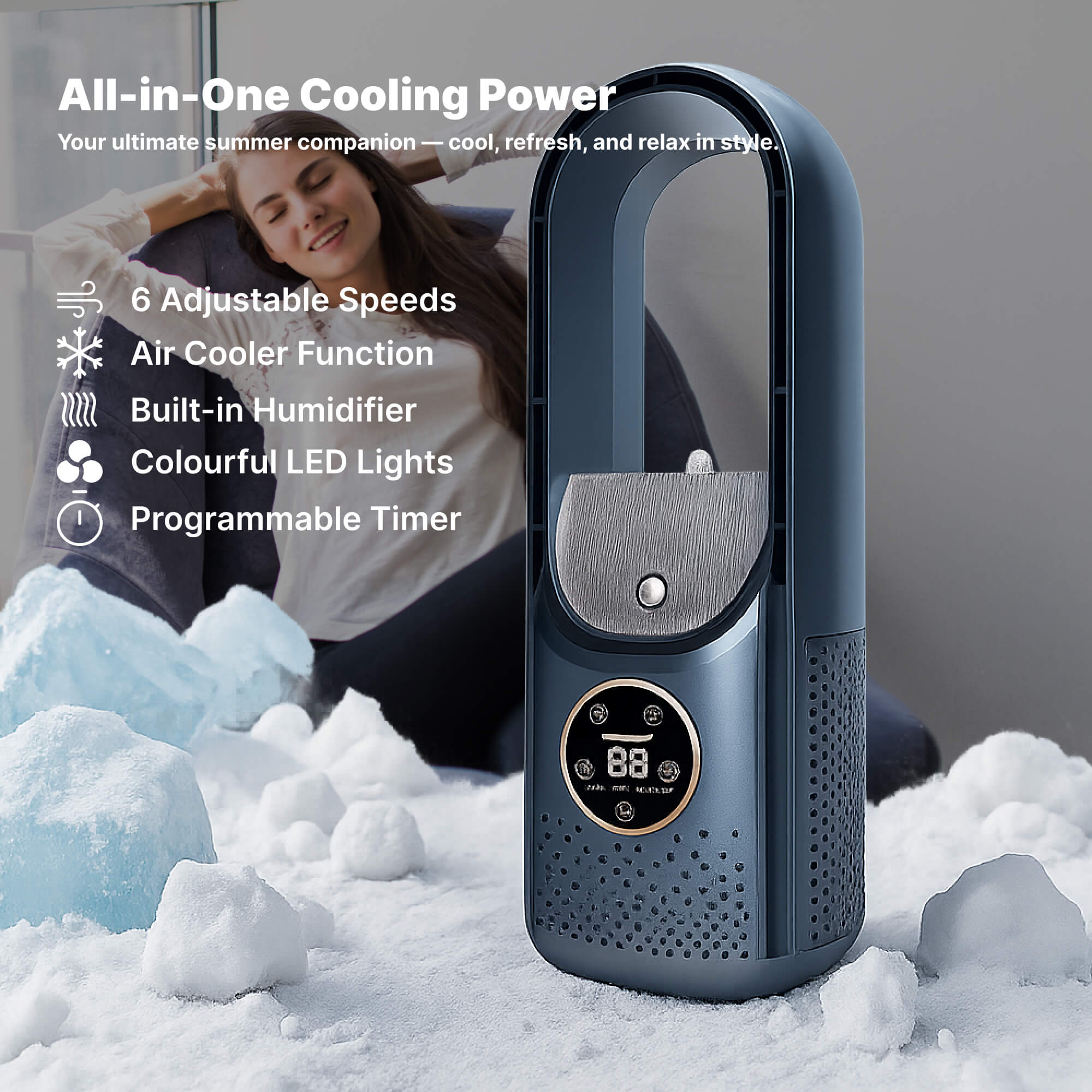 Quiet Bladeless Portable Air Conditioner: Ergonomic Design for Home and Office