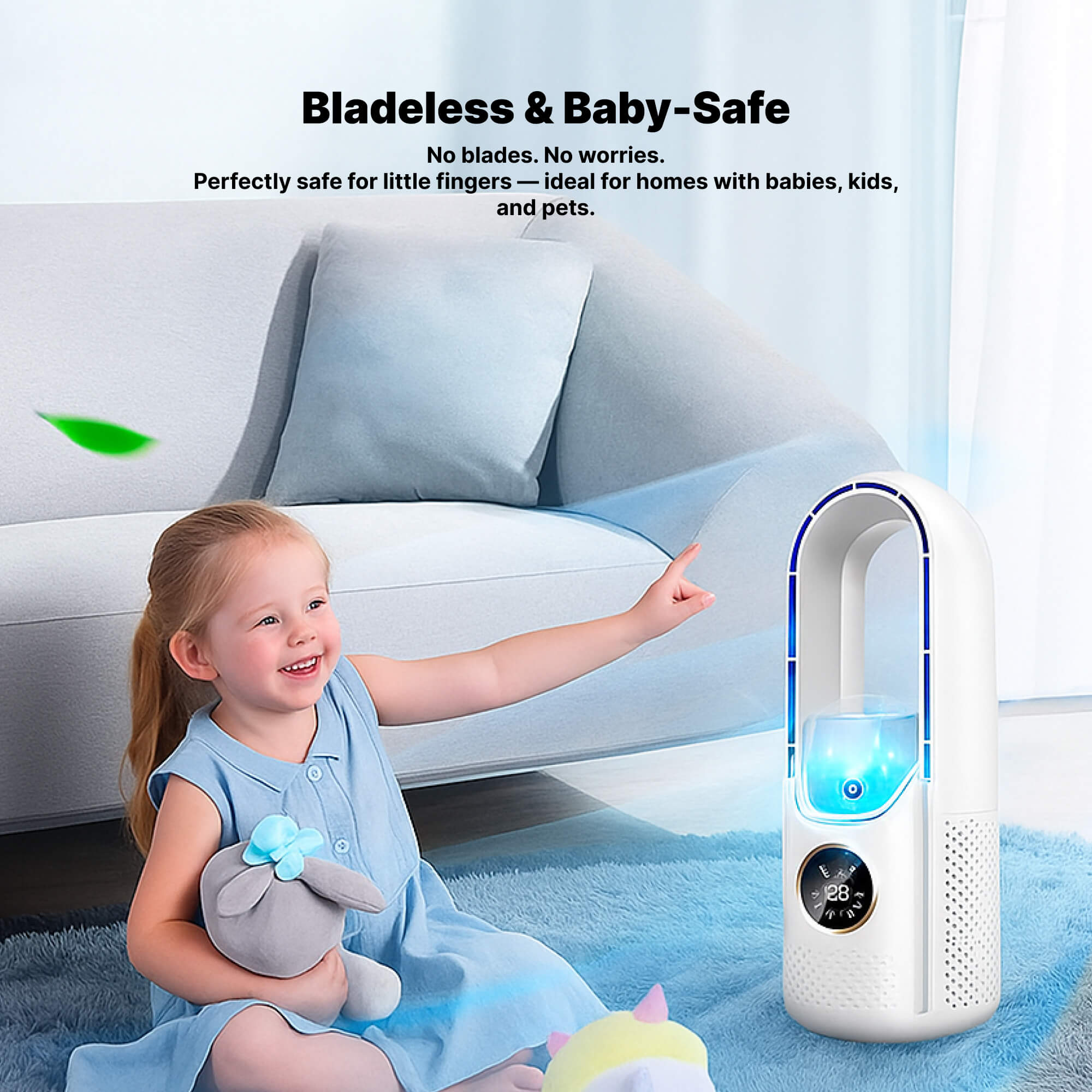 Quiet Bladeless Portable Air Conditioner: Ergonomic Design for Home and Office
