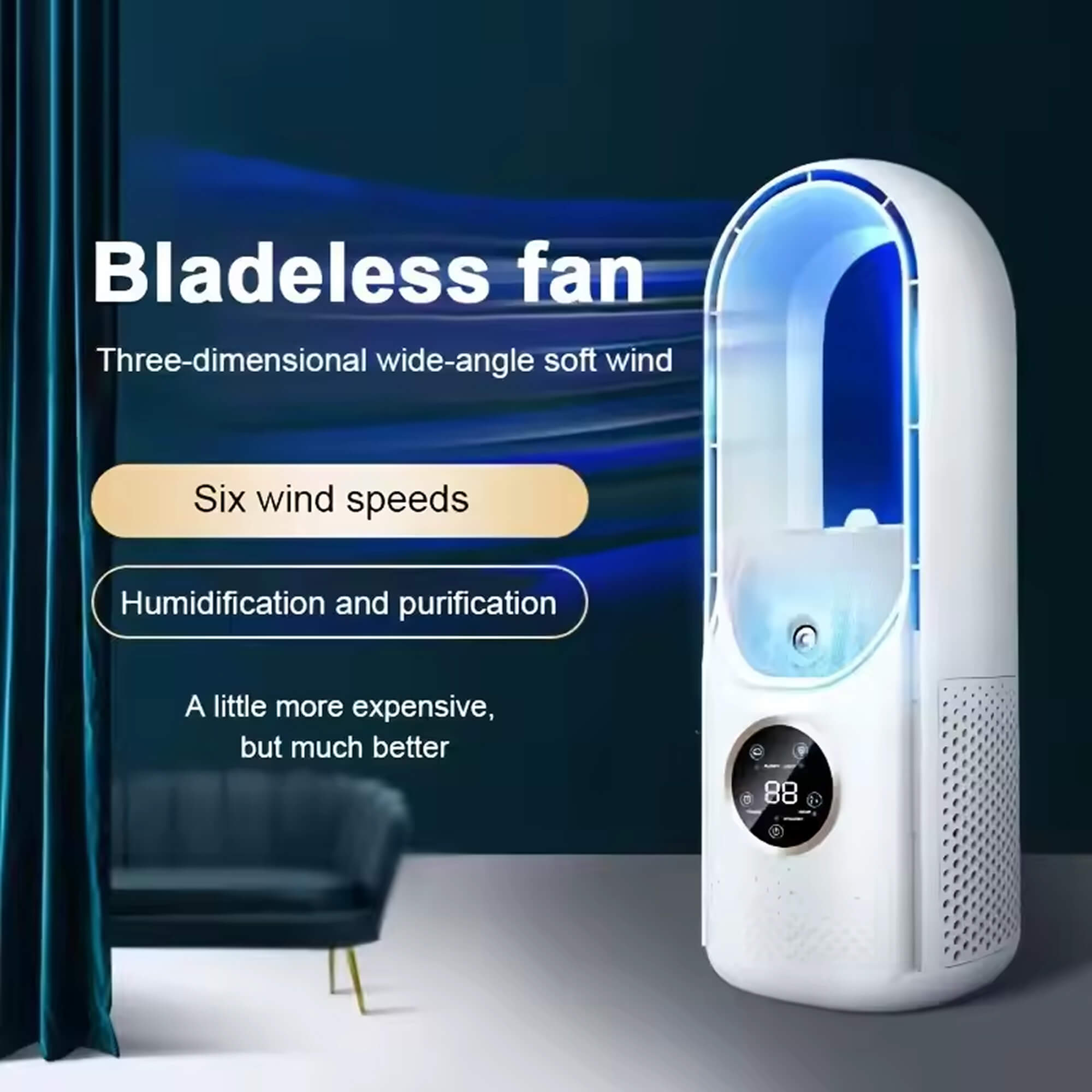 Quiet Bladeless Portable Air Conditioner: Ergonomic Design for Home and Office
